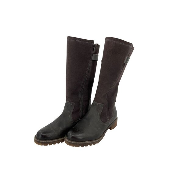 Bulle Shoes - Bulle Dry Womens Gray Leather‎ Suede Knee-High Boots Shearling